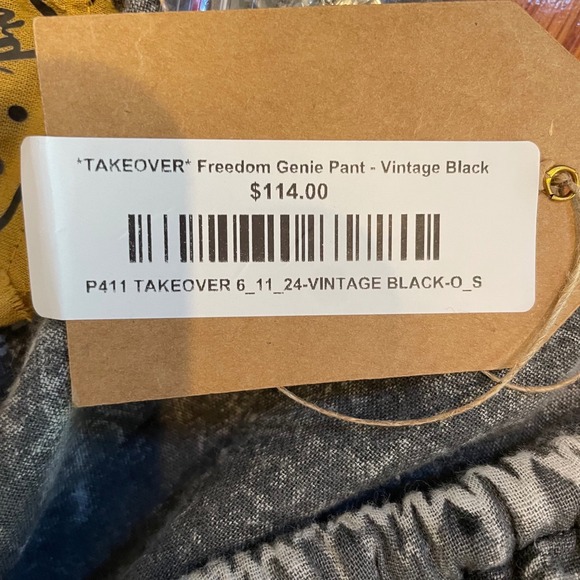 A Rare Bird Freedom Genie Pants OS Vintage Black Cotton Linen Boho Grunge unisex - Picture 7 of 15